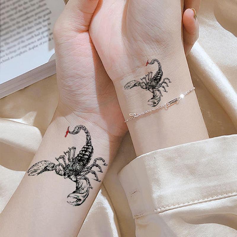 Scorpion Pattern Temporary Tattoo, Realistic Look Tattoo Sticker For Women And Girls