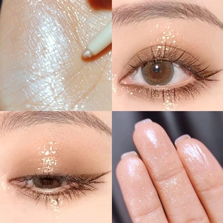 Glitter Eyeshadow Pen Pearlescent Matte Diamond Eyeliner Pen Waterproof Highlight Brighten Silkworm Makeup Pencil Shiny Eyelids Lipliner Silky Smooth Cosmetic Shimmer