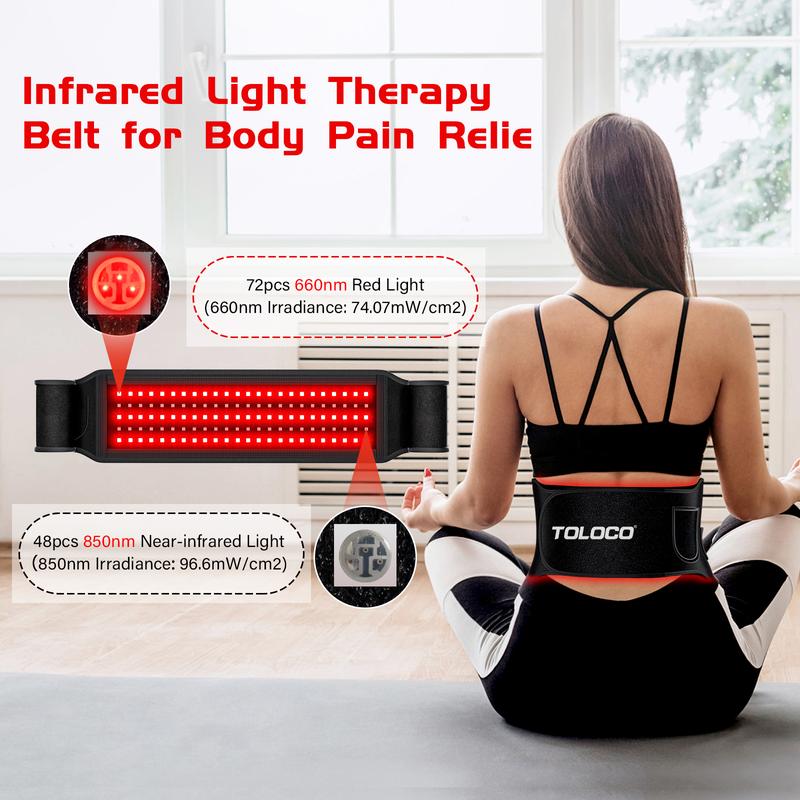 Upgraded 3-in-1 Infrared Light Therapy Belt for Body Pain Relief: 660nm & 850nm LED Beads for Shoulder and Waist with Timer Function