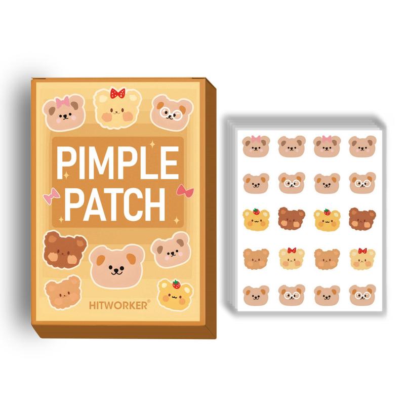 Cute Bear Pattern Acne Patch, 80pcs box Hydrocolloid Acne Cover Sticker, Facial Skin Care Tool for Women & Girls, Christmas Gift