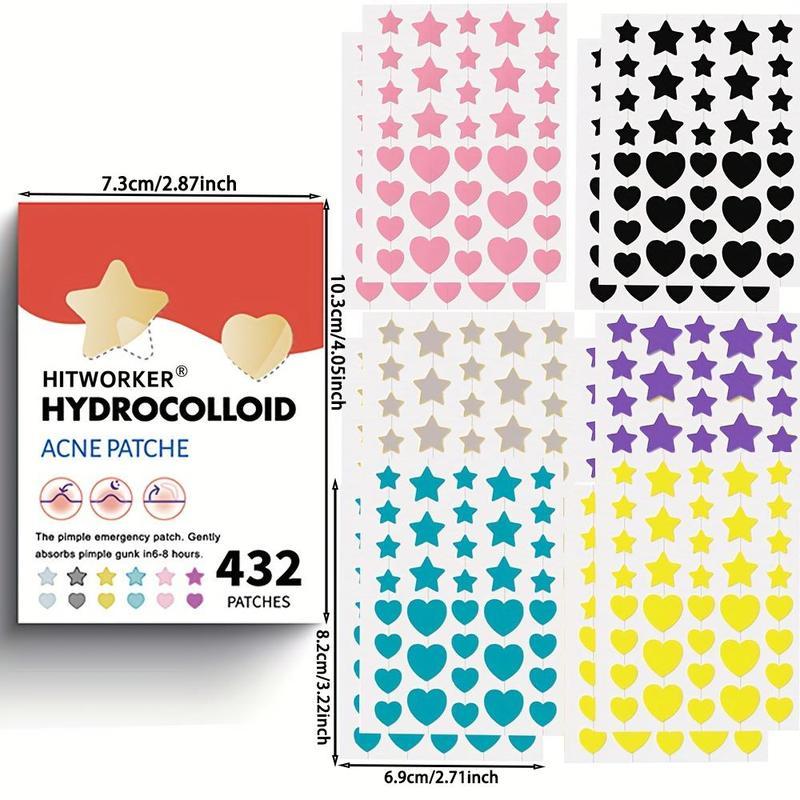 Star & Heart Shaped Hydrocolloid AcnePatch, 432pcs box Easy To Peel OffDesign Acne Cover Sticker, Facial SkinCare Accessories for All Skin Types