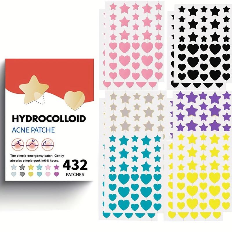 Star & Heart Shaped Hydrocolloid AcnePatch, 432pcs box Easy To Peel OffDesign Acne Cover Sticker, Facial SkinCare Accessories for All Skin Types