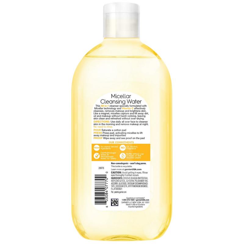 Garnier SkinActive Micellar Cleansing Water, Brightening, with Vitamin C, Adult, 23.7 fl oz (PREESHIP)