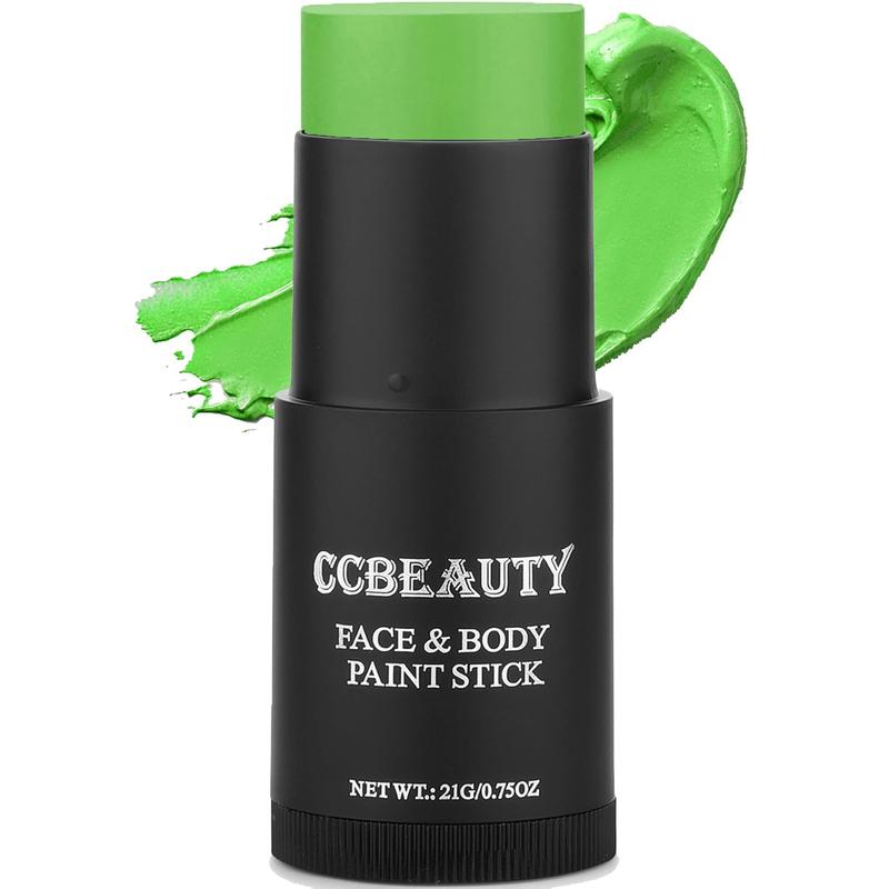 Light Green Face Body Paint Stick, Lime Green Eye Black for Sports, St. Patrick's Day Foundation, Goblin Hulk Shrek Hunting Camo Witch Makeup for Halloween Cosplay Costume Parties