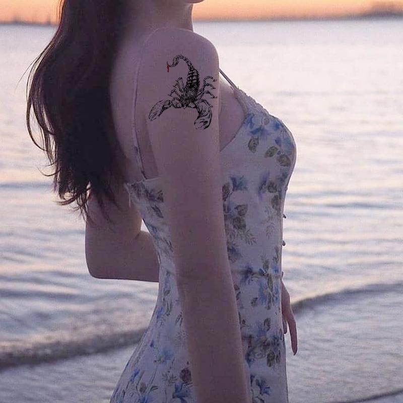 Scorpion Pattern Temporary Tattoo, Realistic Look Tattoo Sticker For Women And Girls