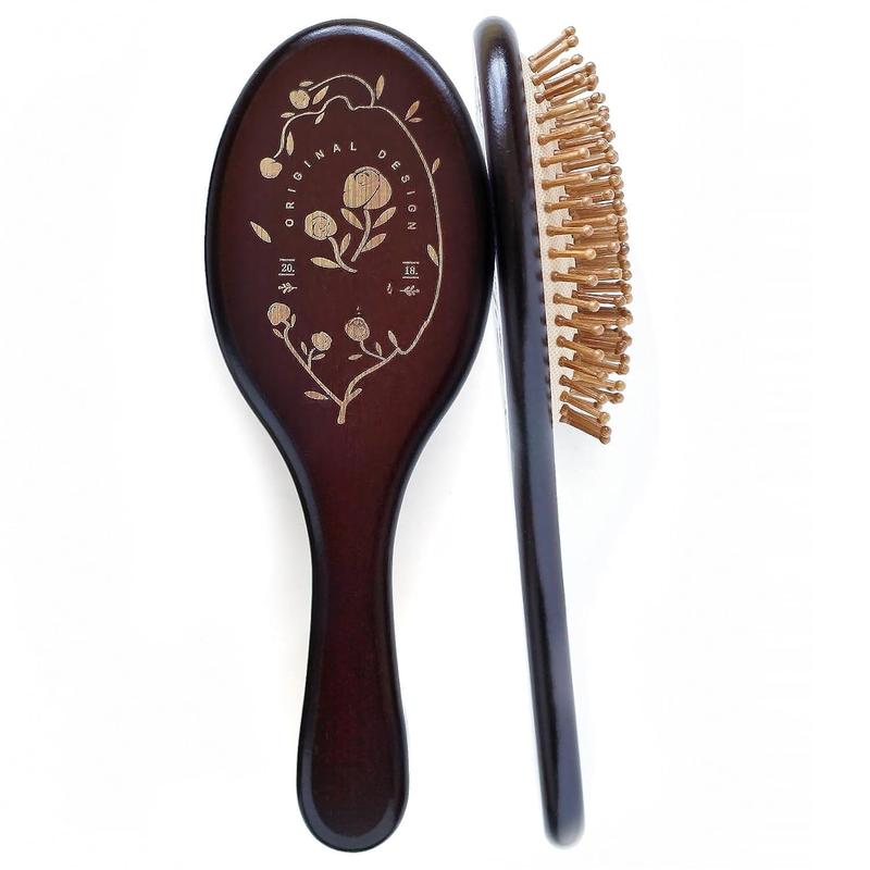 Brown  Hair Brush - Wooden Paddle Brush for Hair Growth, Scalp Massage and Healthier Hair -  Hairbrush for Men and Women (rose)