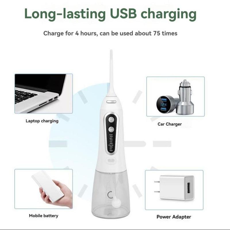 Portable Oral Irrigator, 1 Count Rechargeable Water Flosser with 2 Counts Replacement Heads, Personal Care Appliances for Home & Travel