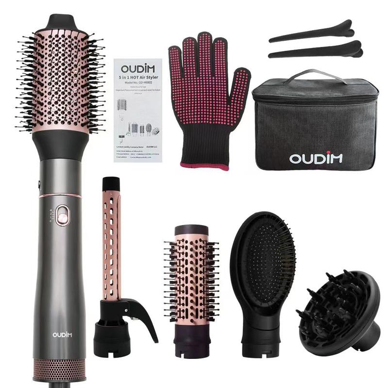 OuDim Hair Dryer Brush Hot Air Brush Set,  3 Temperature and Wind level Settings, lightweight design and storege bag makes it travel friendly, Easily organize all your favorite travel essentials, Best Chrismas Gifts for Mother