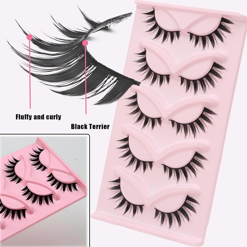 Natural Look Eyelash Extensions, 5 Pairs Fluffy Curling False Eyelashes, Eye Makeup Enhancement False Eyelashes for Women & Girls