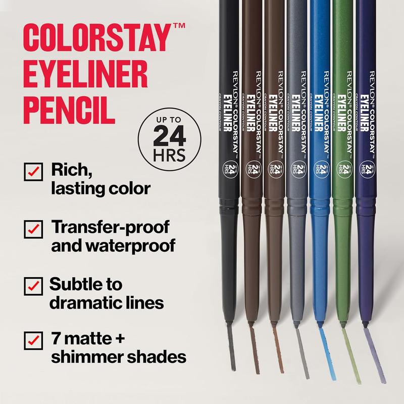 Revlon Colorstay Pencil Waterproof Eyeliner, Smudge-Proof, Eye Makeup with Built-In Sharpener, Packaging May Vary, 201 Black, 0.01 Oz Revlon