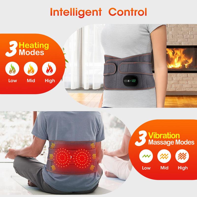 Black Friday Deal Cordless Heating Pad for Waist,Heated Back Massager, Heated Back massage with 3 Heating & Vibration Modes,Back Heat Support Belt for Men & Women