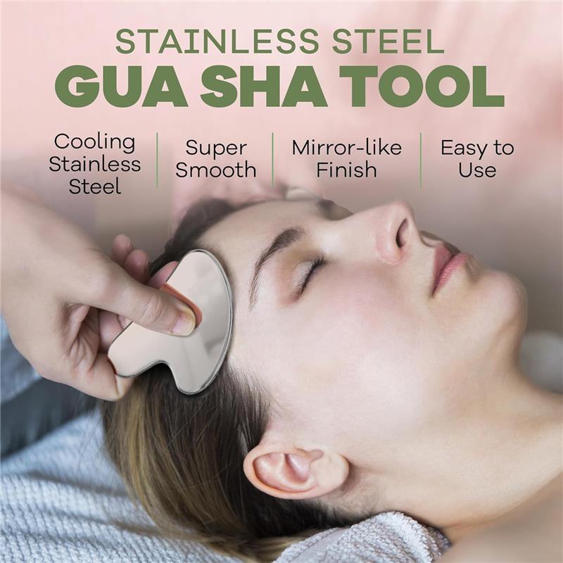 Gua Sha Tool for Face, Jaw and Chin - Stainless Steel Sculpting Tool for Facial Beauty - Contour, Skincare