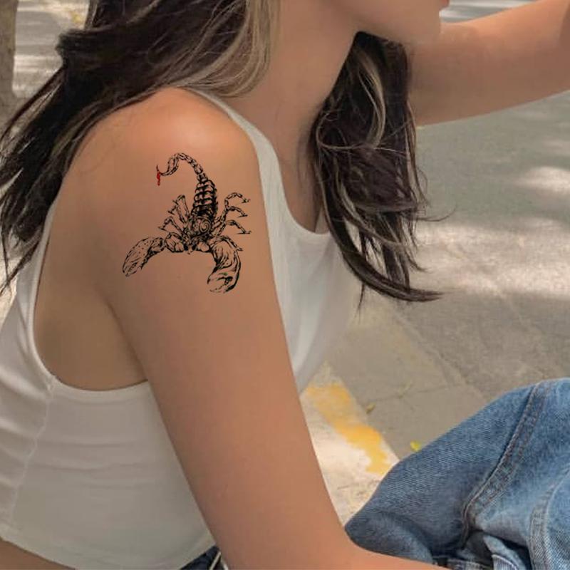 Scorpion Pattern Temporary Tattoo, Realistic Look Tattoo Sticker For Women And Girls