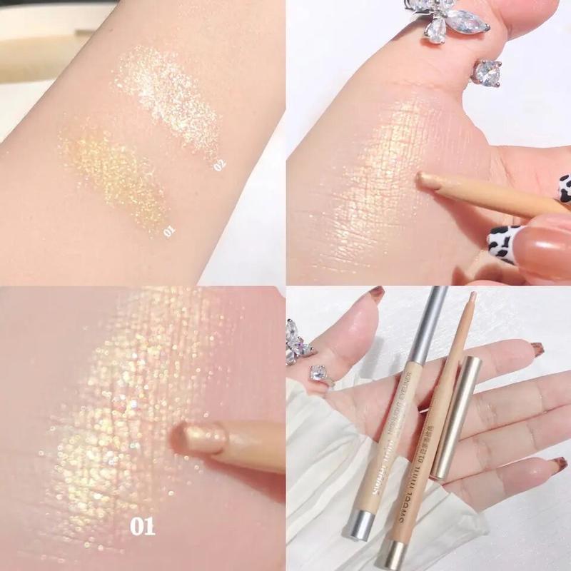 Glitter Eyeshadow Pen Pearlescent Matte Diamond Eyeliner Pen Waterproof Highlight Brighten Silkworm Makeup Pencil Shiny Eyelids Lipliner Silky Smooth Cosmetic Shimmer