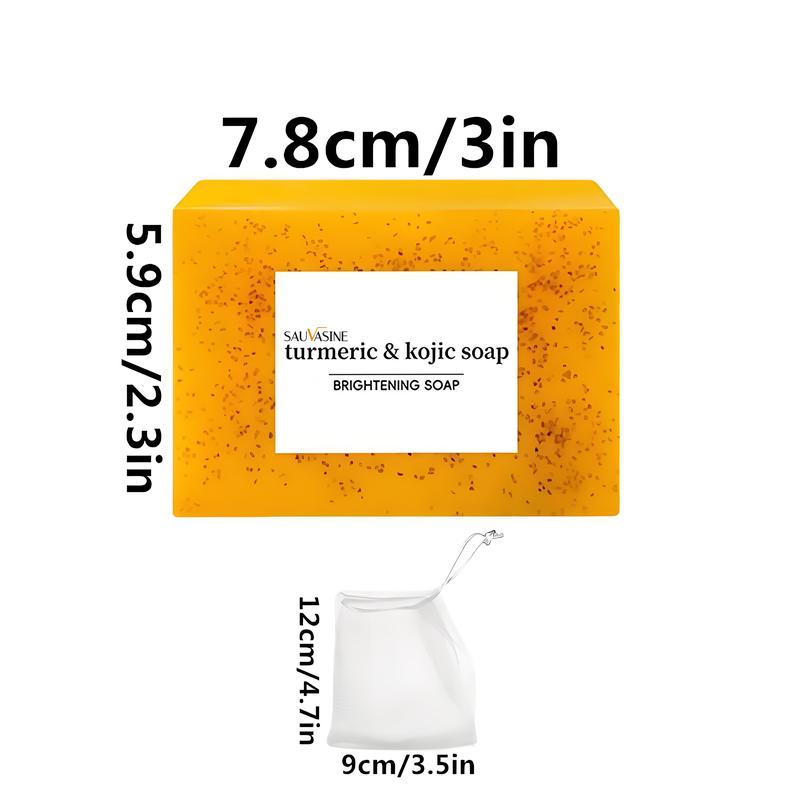 Lemon Turmeric & Kojic Acid Soap Bar, Facial and Body Cleansing, Daily Skin Cleansing Soap Bar, Suitable for Both Men and Women, Moisturizing and Mild Kojic Acid Soap Bar, Comes with Soap Bag Body Care Cleanser