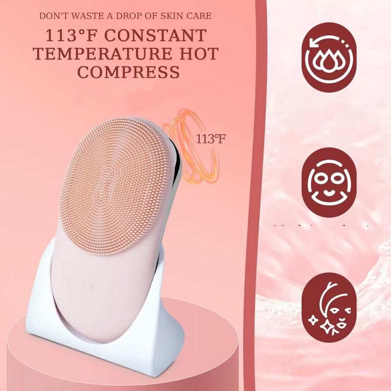 2 in 1 Facial Cleansing Brush, Waterproof Sonic Vibration Brush, Deep Cleansing, Gentle Exfoliation, Facial Massage Tool for Home, Travel, Men, Women