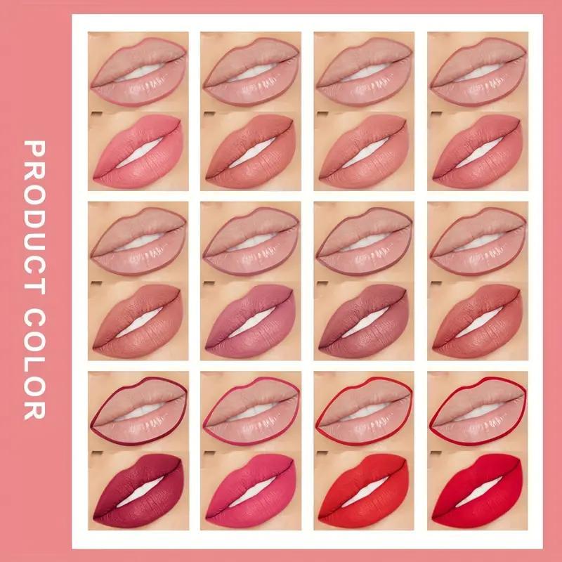 Long Lasting Lip Liner Pencil Set, 12pcs Matte Lip Liner, Easy Coloring Lip Liner, Moisturizing Lip Liner, Lip Makeup for Women & Girls, Lighter Lipstick, Christmas, Christmas Gift