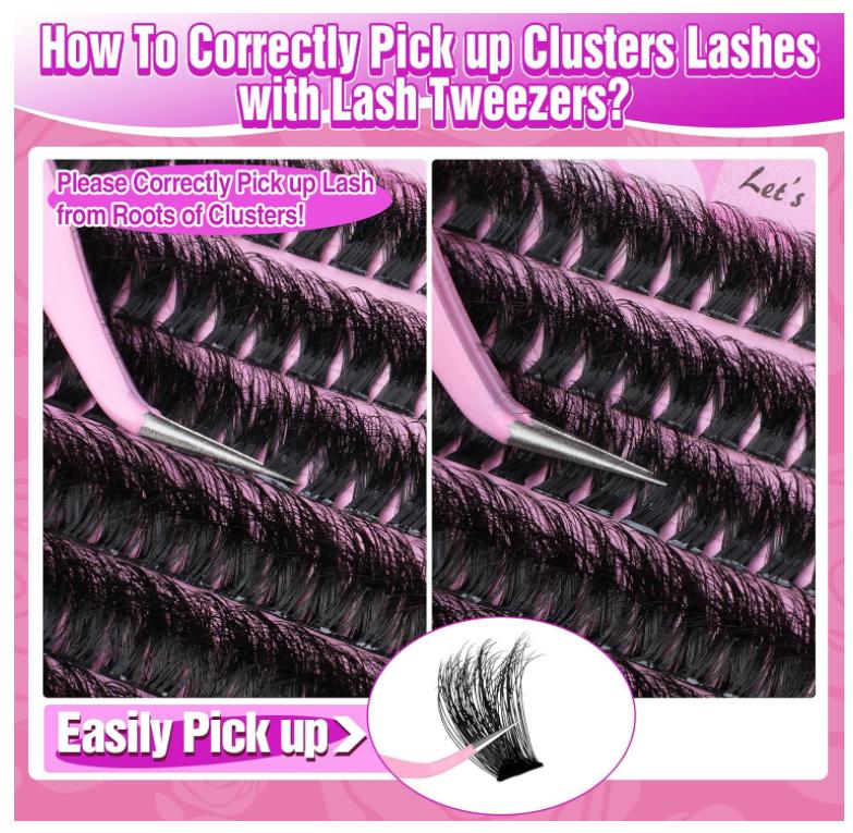 Yawamica Fluffy Lash Clusters Thick 200D Volume Eyelash Clusters 14-20mm Wispy Individual Lashes D Curl Cluster Eyelash Extensions 240pcs DIY Lash Extension for Beginners