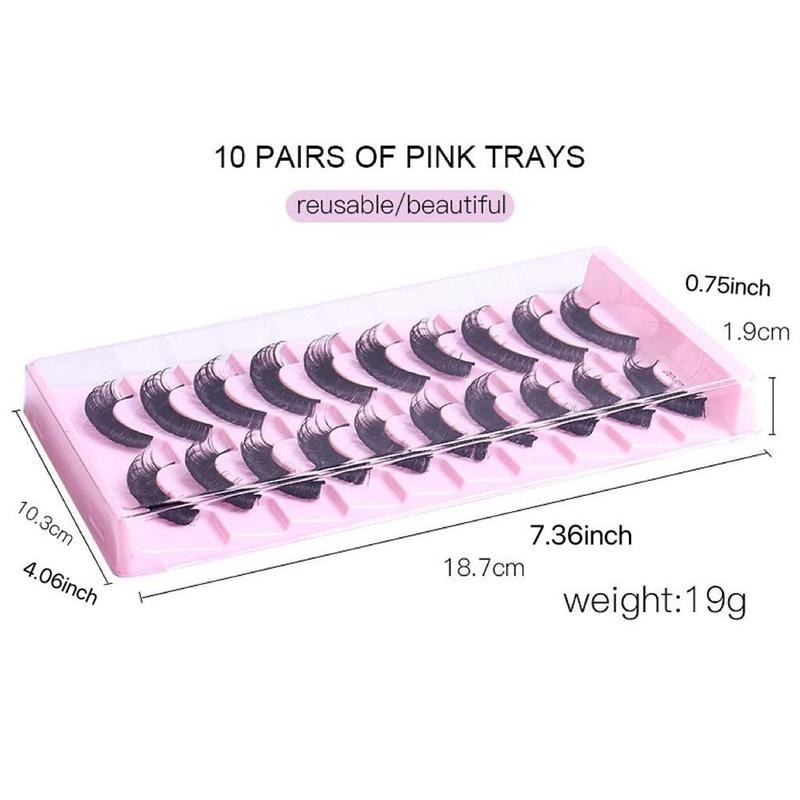 Thick False Eyelashes, 10 Pairs Long & Fluffy D Curl False Lashes, Wispy Cat Eye Look Faux Cluster Lashes, Natural Curling Eye Makeup Strip Lashes