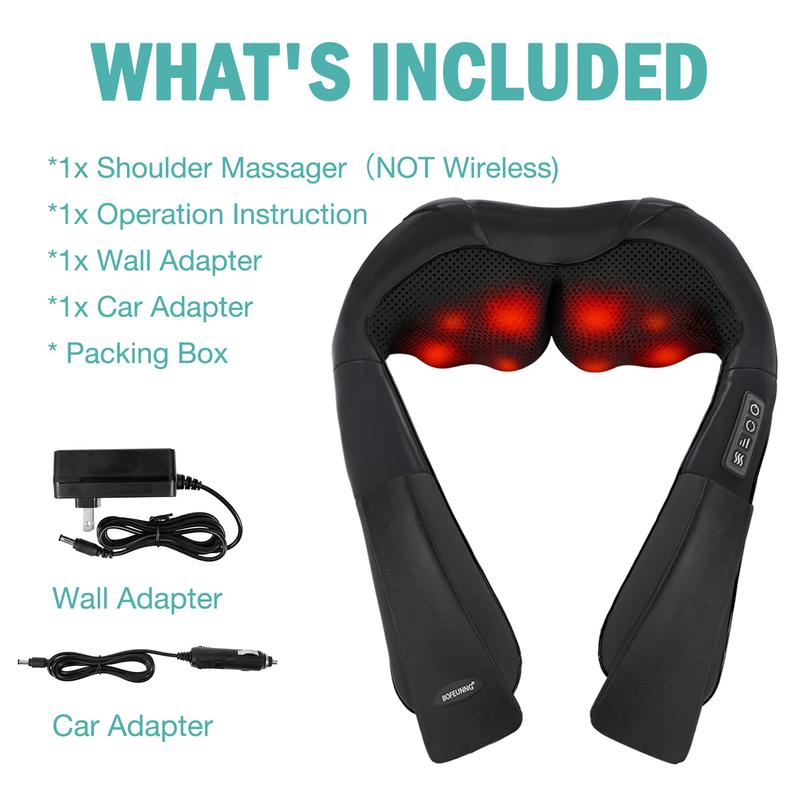 Shiatsu Neck and Back Massager, Electric Shoulder Massager, Car Neck Massage Pillow for Neck, Back, Shoulder, Foot, Leg Massage, Relieve Muscle Pain, Perfect Present for Man Woman Family, Thanksgiving, Christmas, New Year Gift