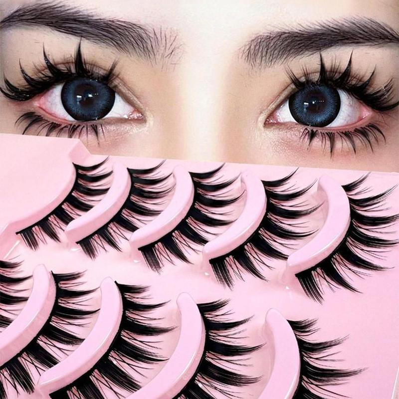 Natural Look Eyelash Extensions, 5 Pairs Fluffy Curling False Eyelashes, Eye Makeup Enhancement False Eyelashes for Women & Girls