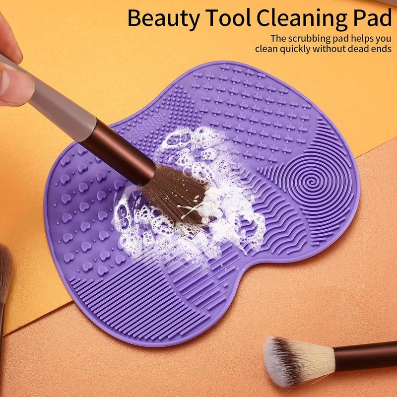 2 Pcs Silicone Make Up Brush Cleaning Mat, Makeup Brush Cleaner Mats, Cosmetic Cleaning Pads, Portable Washing Tool with Suction Cup for Makeup Cosmetic Brushes