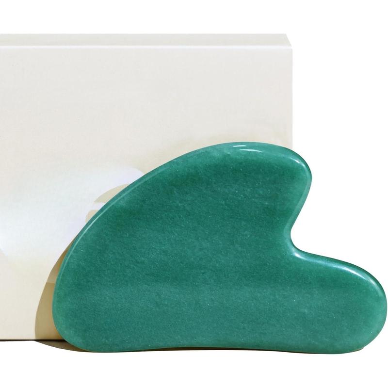 Gua Sha Facial Tools, Natural Jade Stone Guasha, Manual Massage Sticks for Jawline Sculpting and Puffiness Reducing, Scraping Massage Tool, Skin-Care Tool (Green)