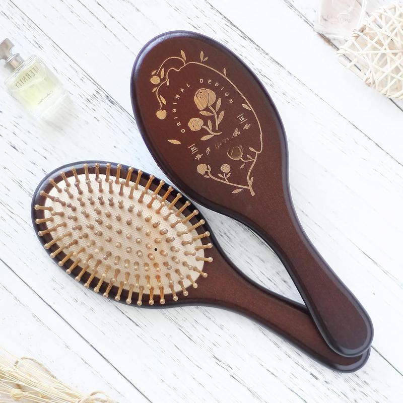 Brown  Hair Brush - Wooden Paddle Brush for Hair Growth, Scalp Massage and Healthier Hair -  Hairbrush for Men and Women (rose)