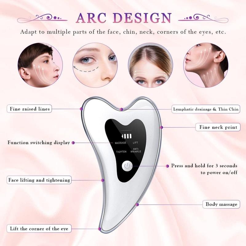 Heart Shaped Face Massage Machine, 1 Box Electric Facial Scraper, Professional Face Scraping Massage Tool, Skin Care Tool for Women & Men