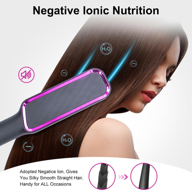 2-in-1 Hair Straightener And Curler, Ionic Flat Iron, Fast Heating, Adjustable Temperature, Wet And Dry Use, Anti-Scald Comb Design, LCD Screen, Perfect Gifts For Women