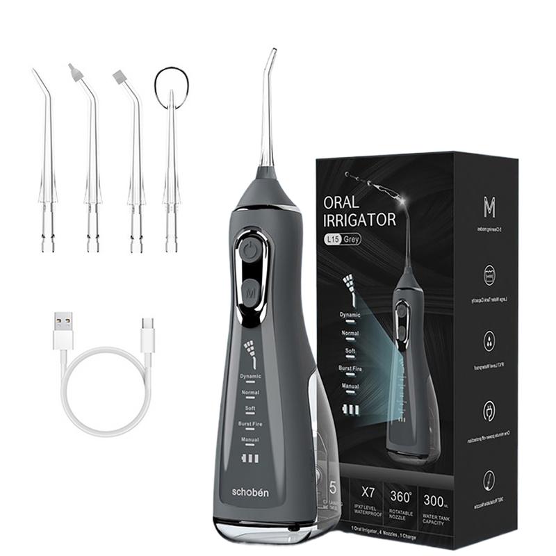 Water Flosser ,Cordless Oral lrrigator5 Cleaning Modes tooth Cleansing With 4 nozzles  Waterproof Gift