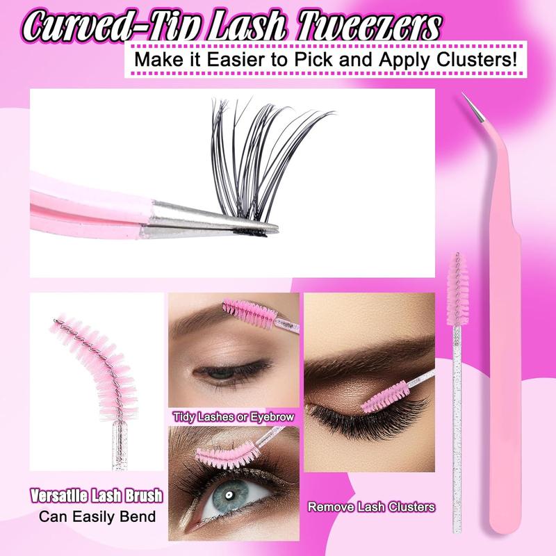 Mixed Length Eyelash Extension Kit, 1 Set Individual False Eyelashes with Eyelash Glue & Tweezers & Brush & Glue Remover, Eye Makeup Accessories