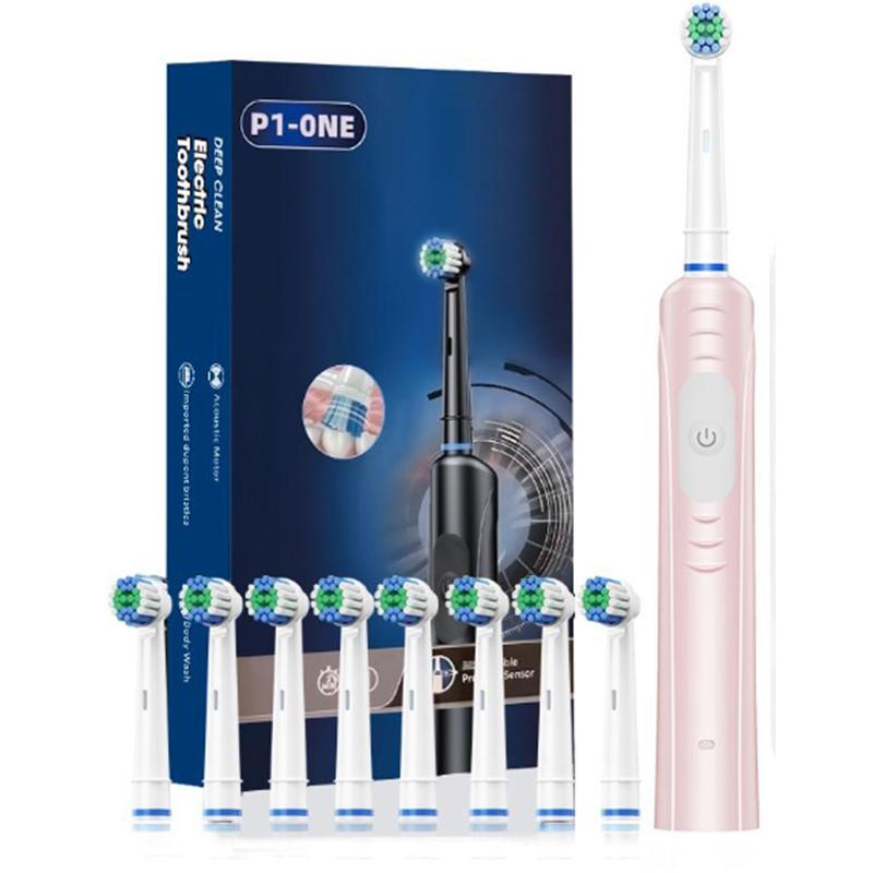 Electric Toothbrush Set, 1 Box Rechargeable Toothbrushes & 8 Counts Brush Heads, Intelligent Deep Cleaning Toothbrushes for Adults