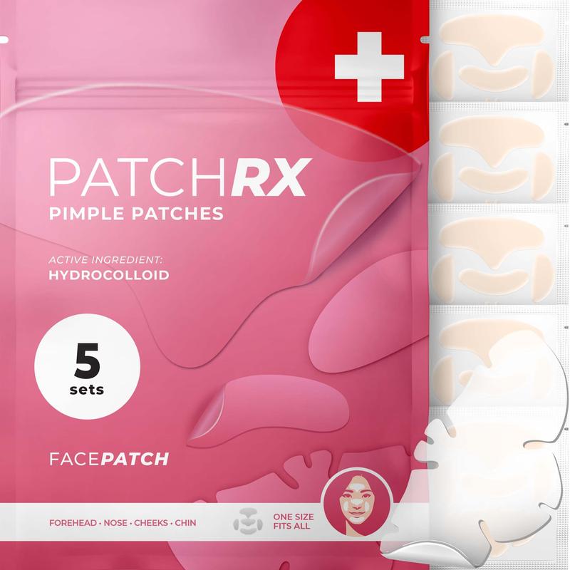 PatchRx Full Face Pimple Patches (5 Sets) - Hydrocolloid Acne Masks Overnight Pimple Reduction on Face, Hydrocolloid Patches clear skin