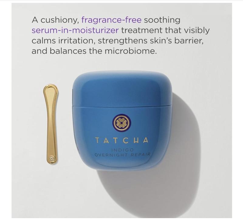 TATCHA Indigo Overnight Repair | Face Cream & Serum Treatment, Fragrance Free Night Cream, 50 ml | 1.7 oz