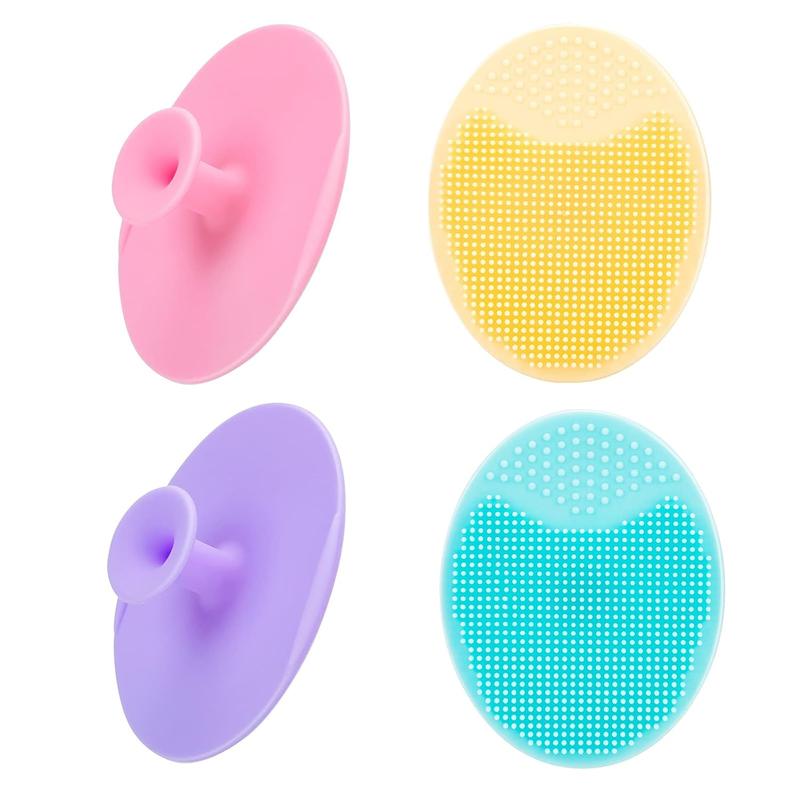 4 Pack Face Scrubber,Soft Silicone Facial Cleansing Brush Face Exfoliator Blackhead Acne Pore Pad Cradle Cap Face Wash Brush for Deep Cleaning Skin Care