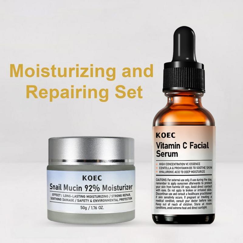 Vitamin C Moisturizing Cream & Facial Serum, Hydrating Skin Care Kit, Face Lotion for Women & Men, Daily Skincare Product