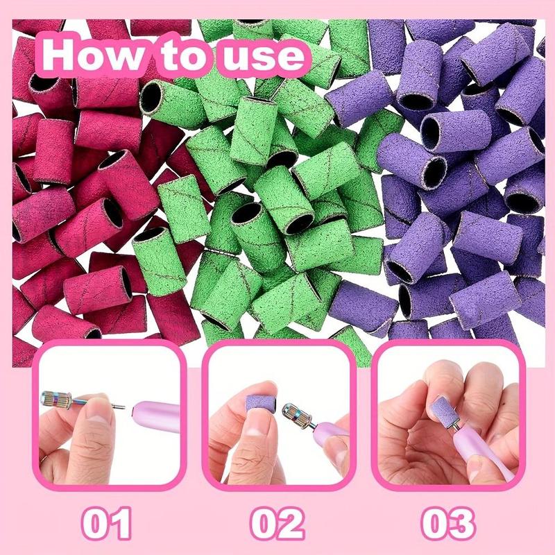 Nail Drill Sanding Bands Kit, 120pcs Nail Drill Sanding Tape & 1 Count 3 32 Inch Mandrel, Professional Manicure & Pedicure Tools for Acrylic Gel Removal