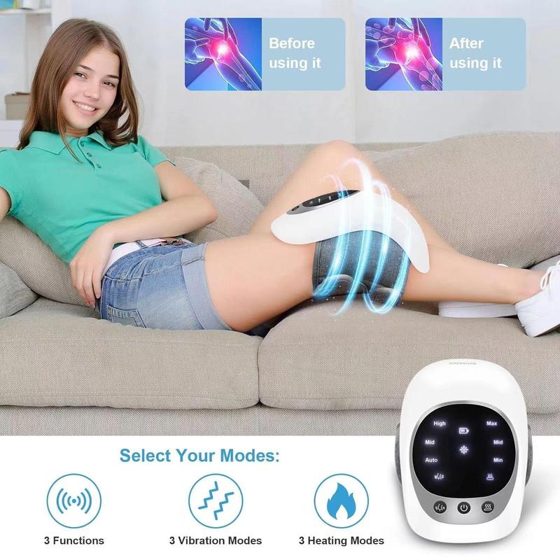 Knee Massager, Large LED Screen, Adjustable Temperature,Cordless Knee Massager with Heat and Vibration, Portable Massager for Knee Discomfort Cordless Knee Massager with Infrared Heat and Vibration for Swelling