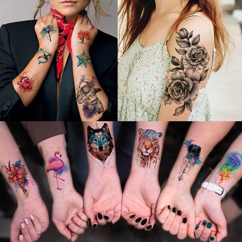 Watercolor Animals Pattern Temporary Tattoo Sticker, 31pcs set Funny Waterproof Fake Tattoo Sticker, Body Art Sticker for Kids & Adults