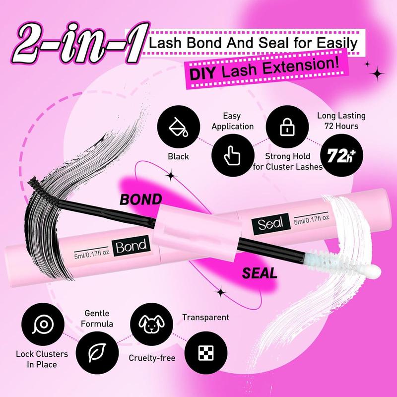 Mixed Length Eyelash Extension Kit, 1 Set Individual False Eyelashes with Eyelash Glue & Tweezers & Brush & Glue Remover, Eye Makeup Accessories