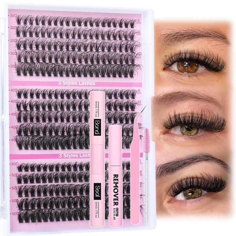 Mixed Length Eyelash Extension Kit, 1 Set Individual False Eyelashes with Eyelash Glue & Tweezers & Brush & Glue Remover, Eye Makeup Accessories