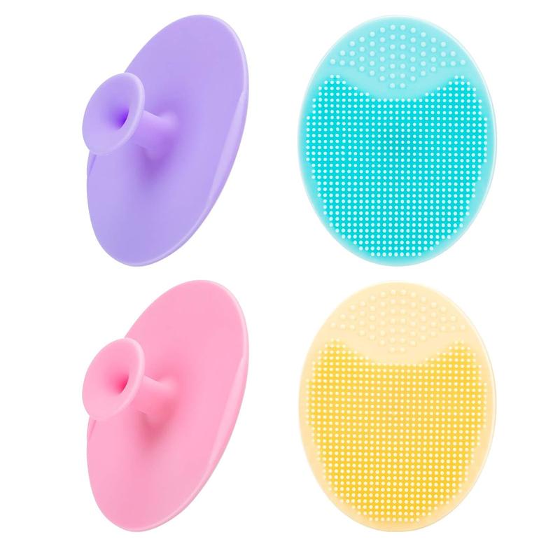 4 Pack Face Scrubber,Soft Silicone Facial Cleansing Brush Face Exfoliator Blackhead Acne Pore Pad Cradle Cap Face Wash Brush for Deep Cleaning Skin Care