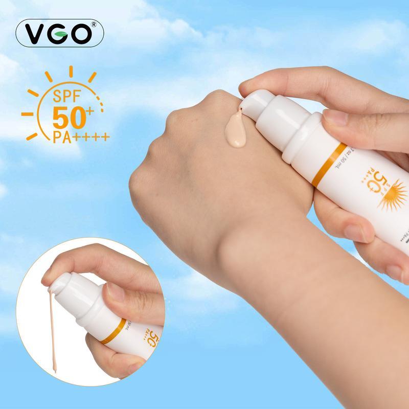 VGO-Universal Tinted Moisturizer SPF 50+ Earthy yellow liquid It can be used as foundation liquid-A Facial Skincare Sunscreen Squeeze Comfort