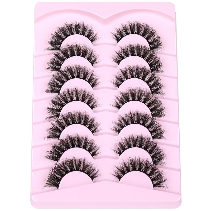 Fluffy False Eyelashes, Short Cat Eye Faux Cluster Lashes, Natural Curling Eyelashes Extensions, Volumized False Lashes for Eye Makeup Enhancement