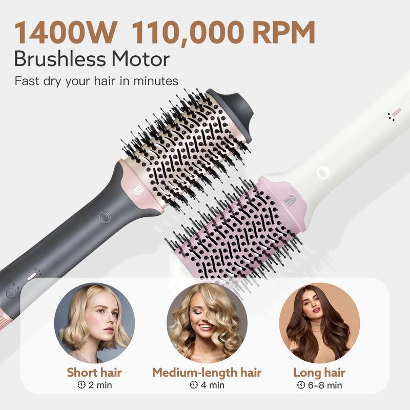 Webeauty High Speed Hair Dryer Brush - Hot Air Brush in One with Oval Ceramic Barrel Professional salon dryer brush featuring millions of negative ions, high-speed brushless motor for fast drying, straightening, curling, and volumizing all hair types