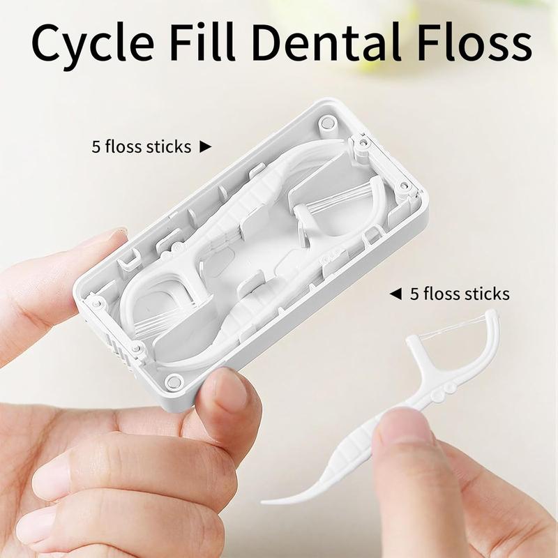 Portable Flossers Dispenser with Dual-Line  Floss Picks  Travel  Cleaning Holder - Mint Flavor Effective  Care Tool for  Flossing Toothpicks is Fresh Breath