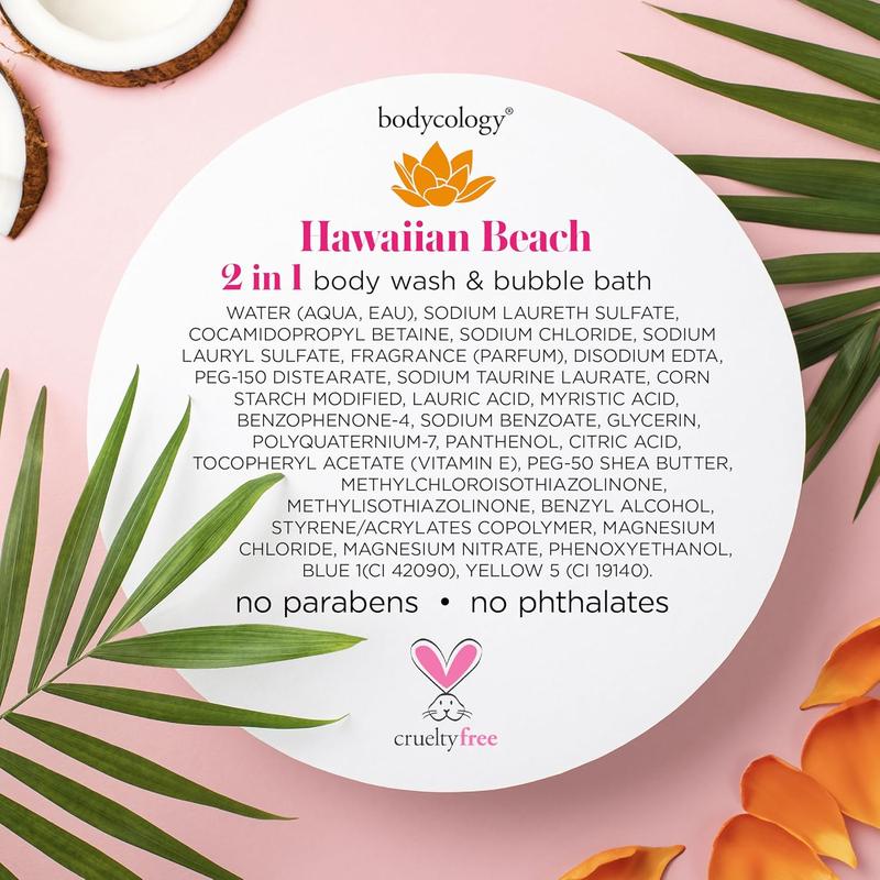 Bodycology 2-in-1 Body Wash & Bubble Bath, Hawaiian Beach, 16 fl oz