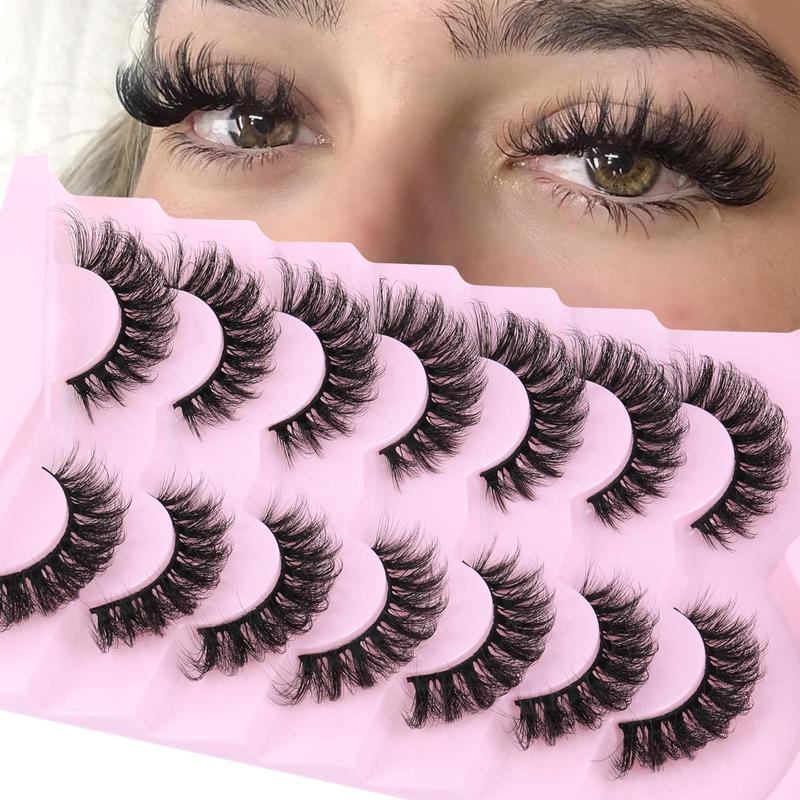 Fluffy False Eyelashes, Short Cat Eye Faux Cluster Lashes, Natural Curling Eyelashes Extensions, Volumized False Lashes for Eye Makeup Enhancement