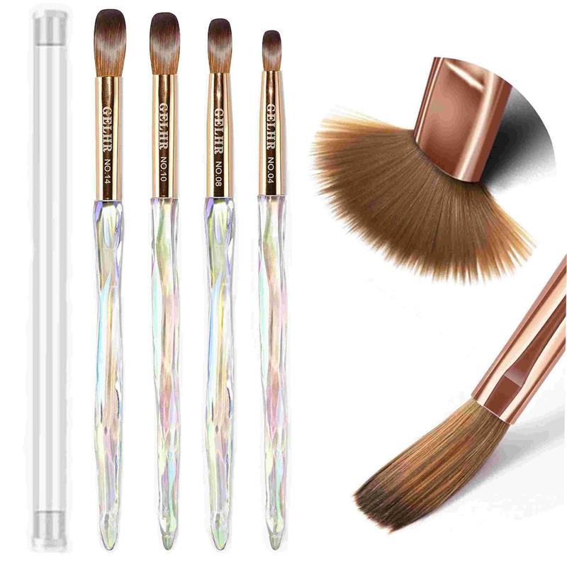 Acrylic Nail Brush Set, 4 Counts set Gradient Professional Nail Brush, Nail Art Brush, Manicure Tool for Women & Girls, Christmas Gift